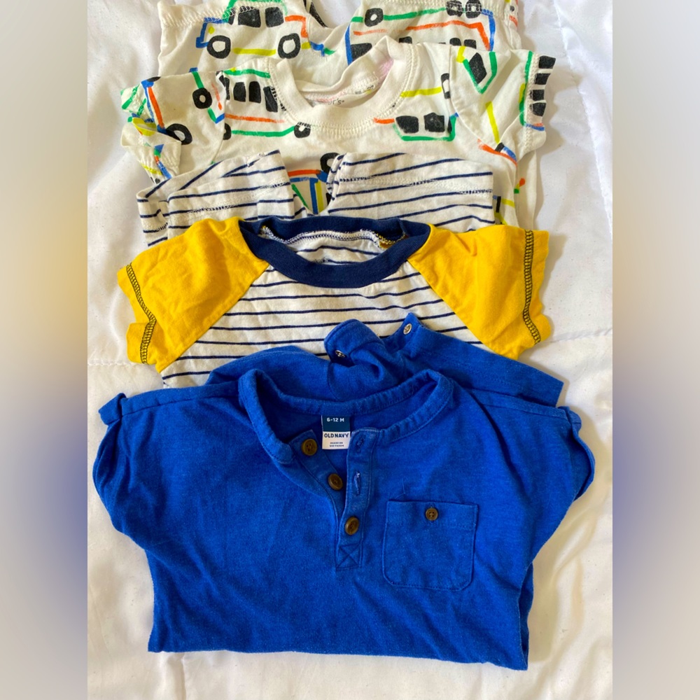 2 Carters boys, one old Navy rompers! Excellent condition!